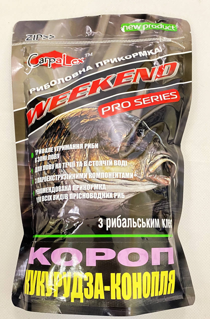 

Прикормка Carp aLex Короп, "кукуруза-конопля" 900г