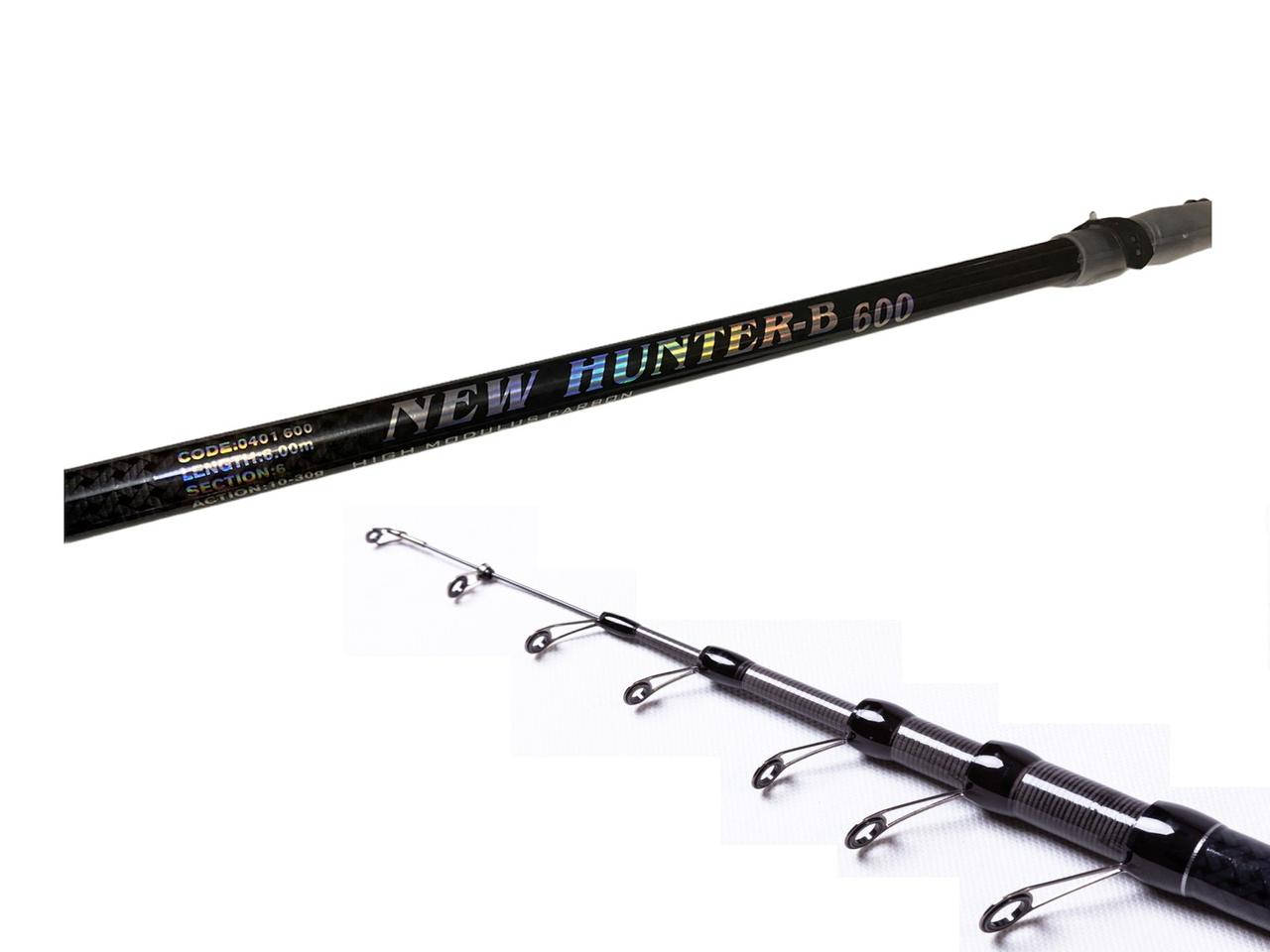 

Удочка с кольцами New Hunter B Carbon 6.00м SIC тест 10-30г Вес -337грам