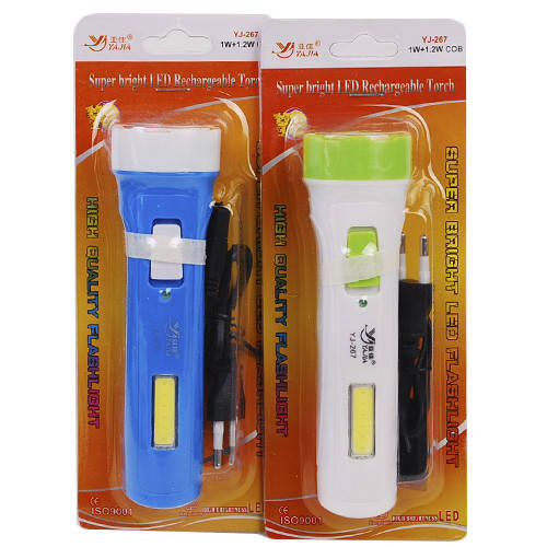

Фонарик YJ-267 аккумул., 13.5*3.7 см, 1 LED+COB Led