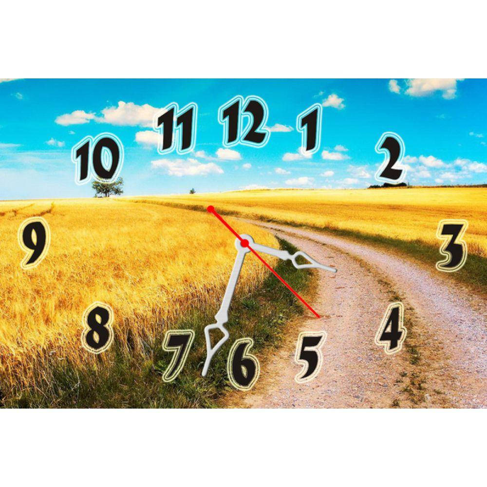 

Оригинальные настенные часы для декора интерьера IdeaX Украинский пейзаж, 45х30 см