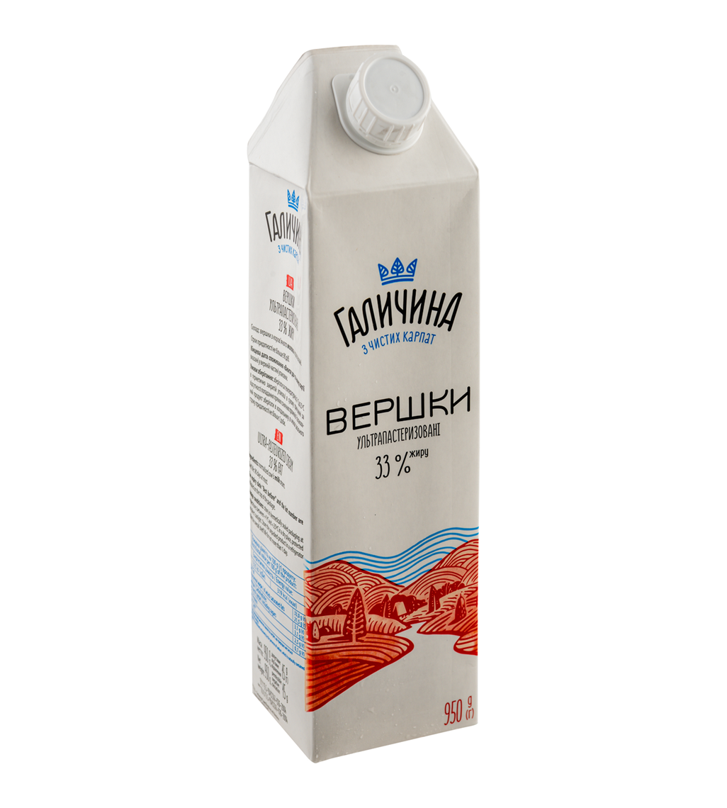 

Сливки ТМ Галичина ультрапастеризованные 33% 950г