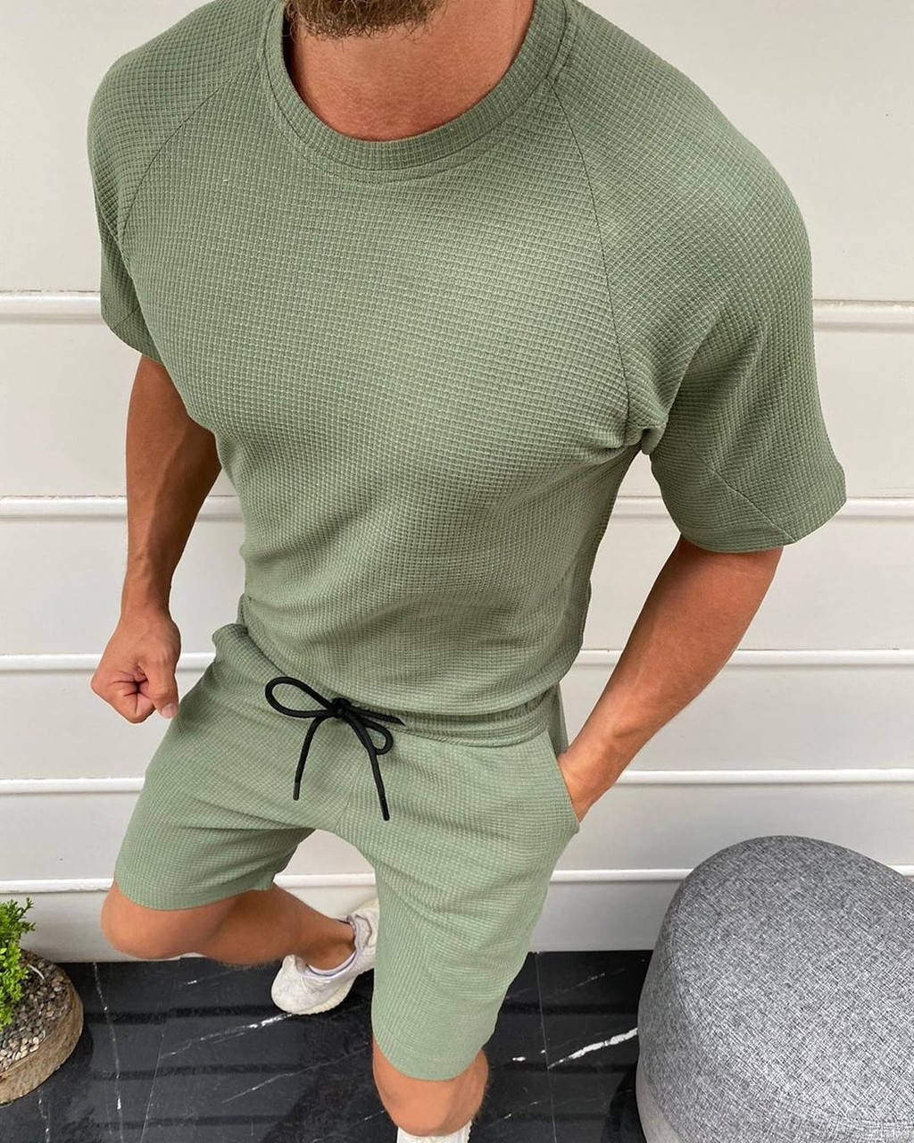 

Мужской летний комплект шорты и футболка оверсайз | Стильные мужские футболка и шорты в комплекте Зеленый, XL