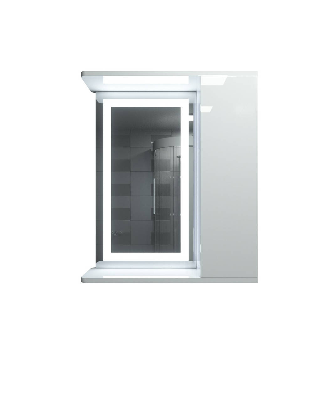 

Зеркальный шкаф с LED подсветкой ШК603 (600х700х150) дверь справа