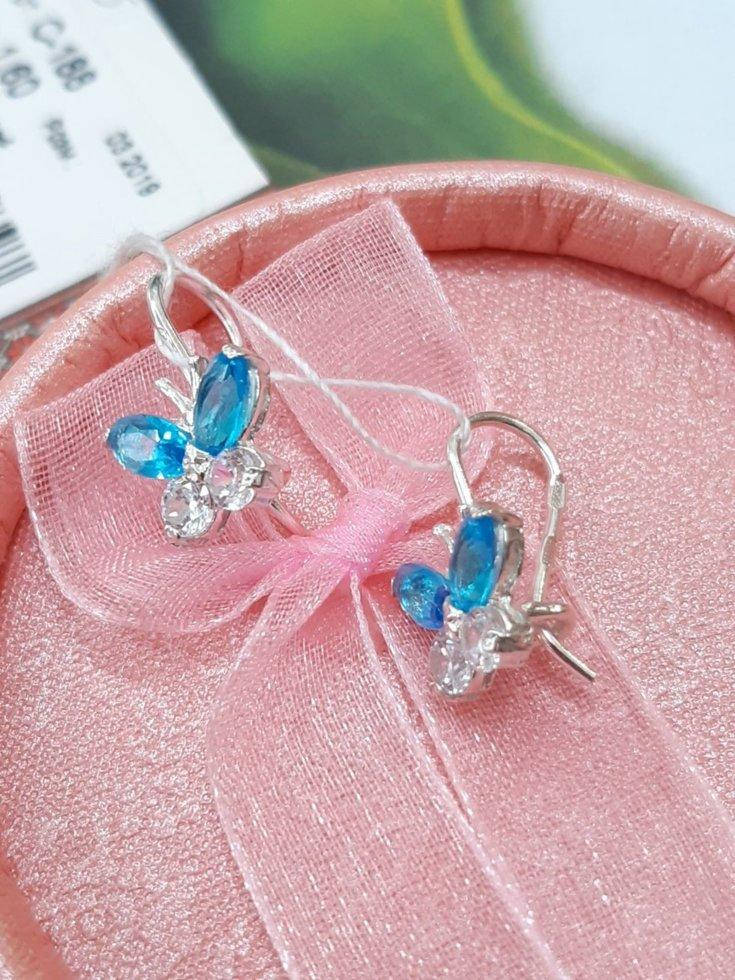 

Детские серебряные серьги Бабочки с французским замком