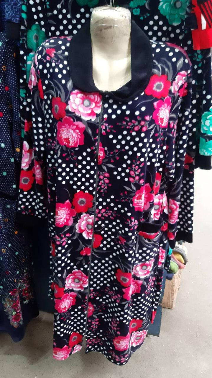 

Халат женский велюровый в расцветках, есть большие размеры