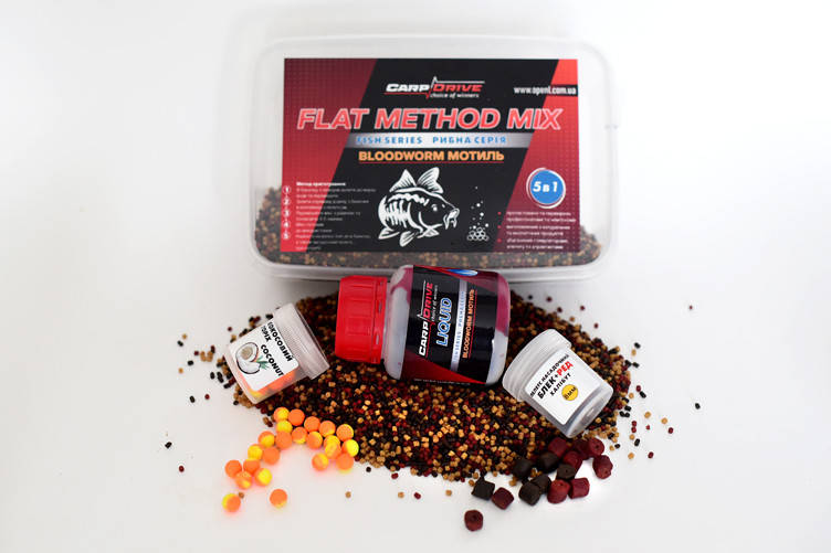 

Методный пеллетс, флэт метод микс Bloodworm (Мотыль) Carp Drive 5 в 1