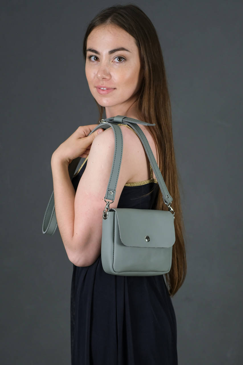 

Женская кожаная сумка Макарун, натуральная кожа Grand, цвет Серый