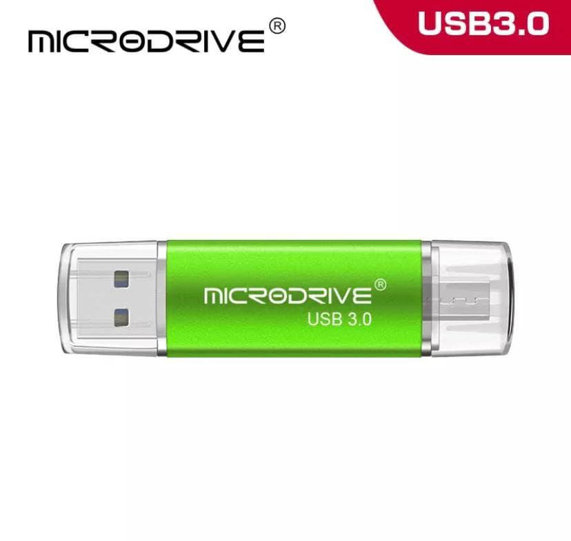 

Флешка USB и micro-USB + переходник Type-C юсб 3.0 Microdrive 32GB Зеленый