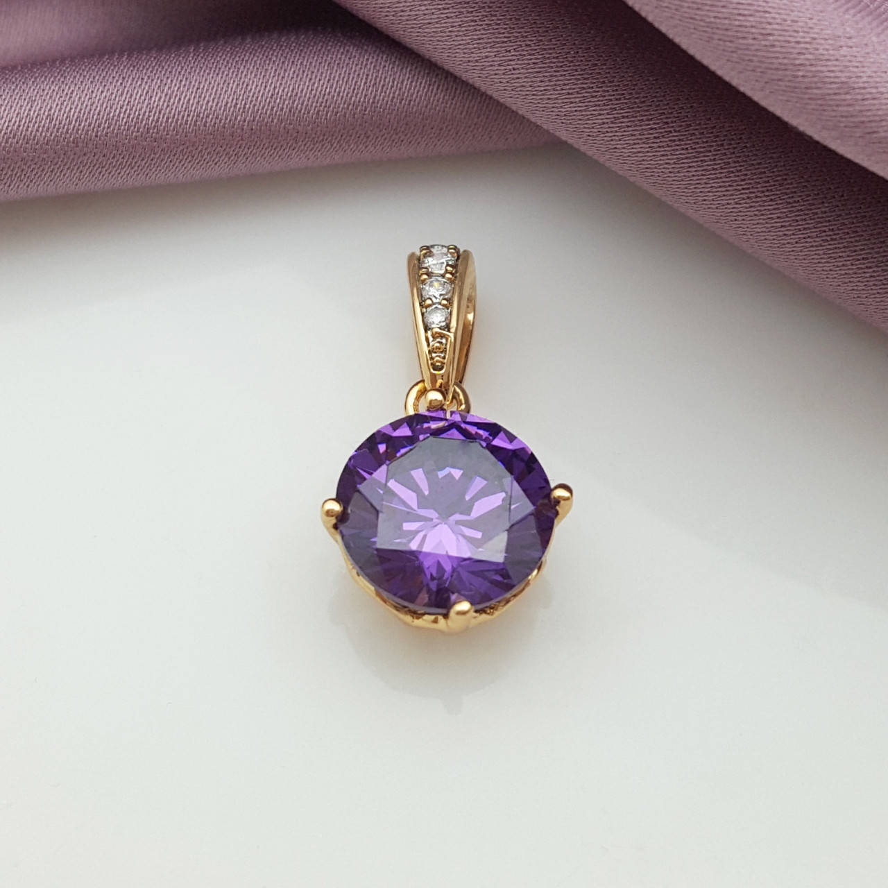 

Кулон Фиолетовый цирконий, медсплав Xuping,18К