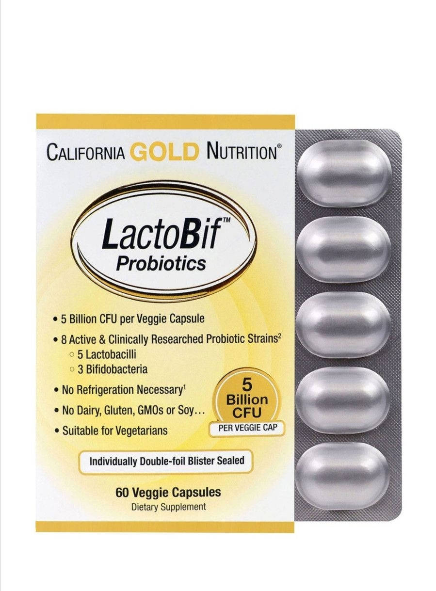 

California Gold Nutrition, LactoBif, пробиотики, 5 млрд КОЕ, 60 растительных капсул