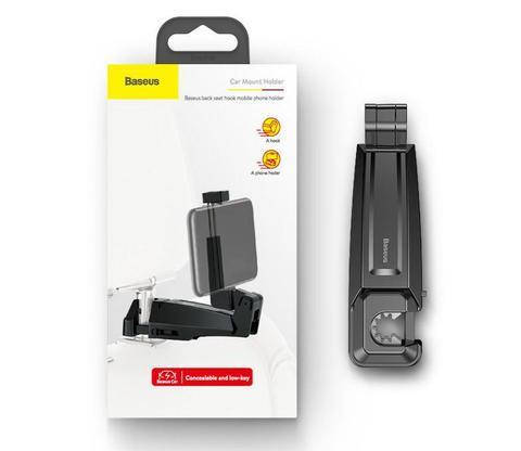 

Автодержатель Baseus Backseat Vehicle Phone Hook (Black)+ крюк-вешалка, Черный