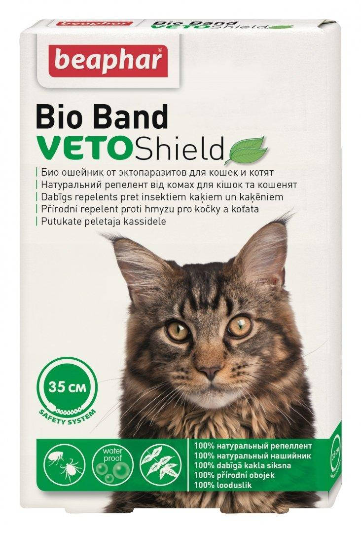 

БИО Ошейник от блох и клещей для кошек и котят с 2-х месяцев Beaphar VETO Shield Bio Band 35 см, Зелёный