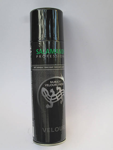 

Аэрозоль краска темно серая "Nubuk Velours" Salamander для нубука, замши и велюра, Темно-серый