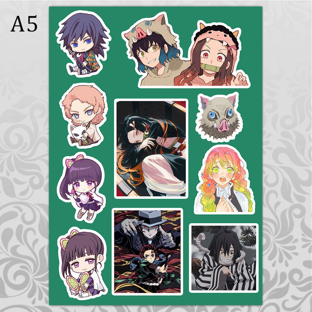 

Стикеры Аниме Kimetsu no Yaiba без порезки 02, Разные цвета