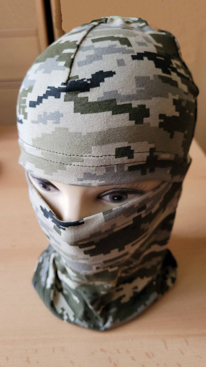 

Камуфляжная военная мужская трикотажная балаклава пиксель ВСУ, Хаки