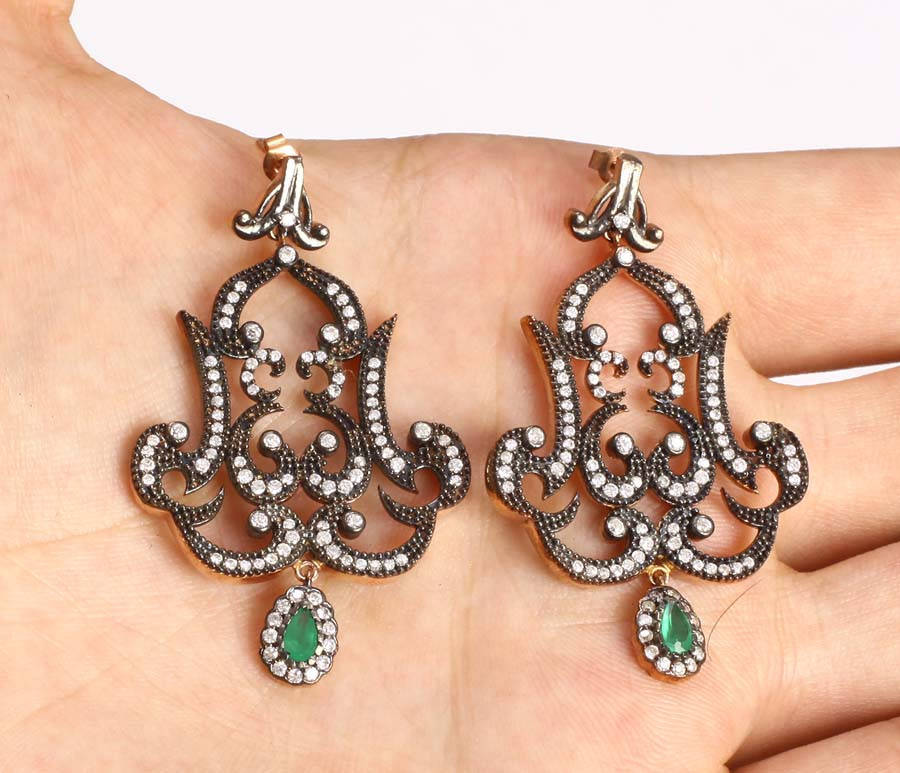 

Серьги серебро 925, изумруд, топаз