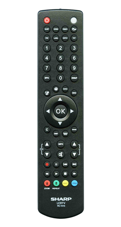

Пульт для телевизора sharp lcdtv rc1910, Черный