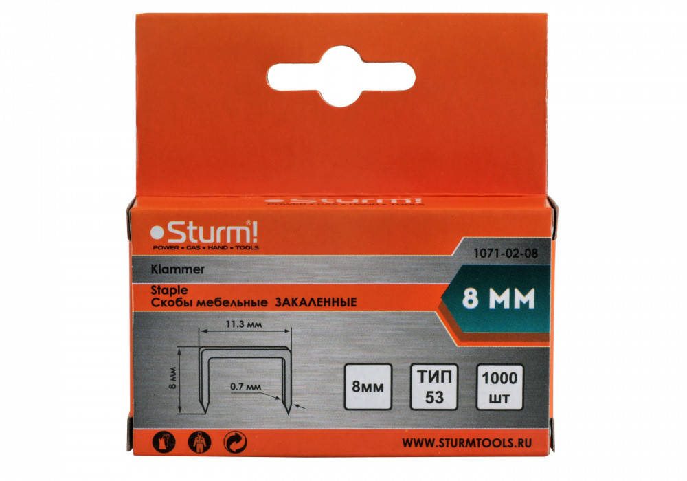 

Скобы для степлера 8мм, тип 53 Sturm 1071-02-08