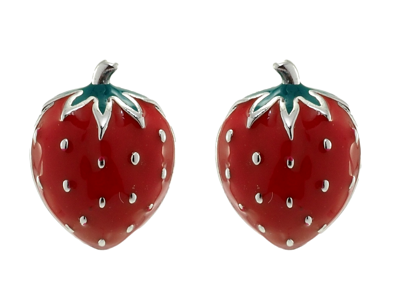 

Серьги детские Xuping Родий гвоздики (пусеты) "Клубнички покраска эмалью"