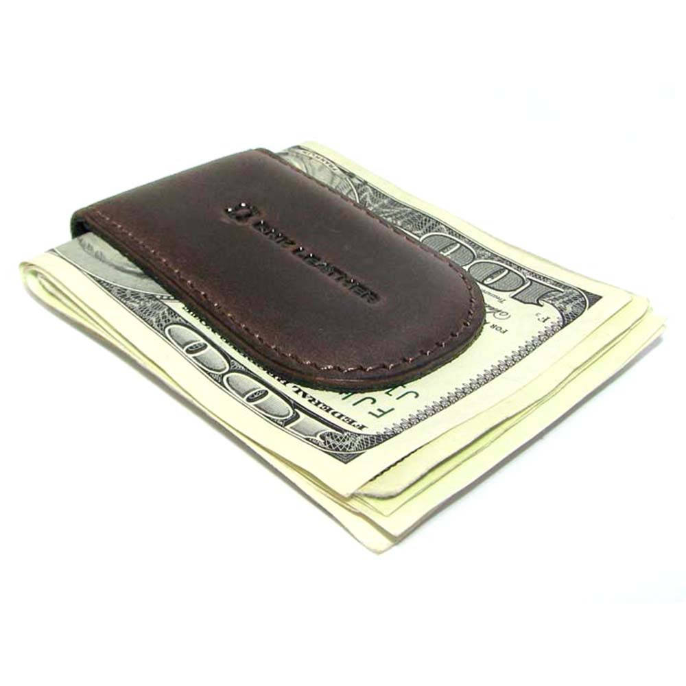 

Зажим для денег кожаный на магните коричневый DNK Klip magnes-K