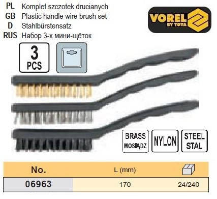 

Набор щеток Польша щетка мини l=170 мм 3 штуки VOREL-06963
