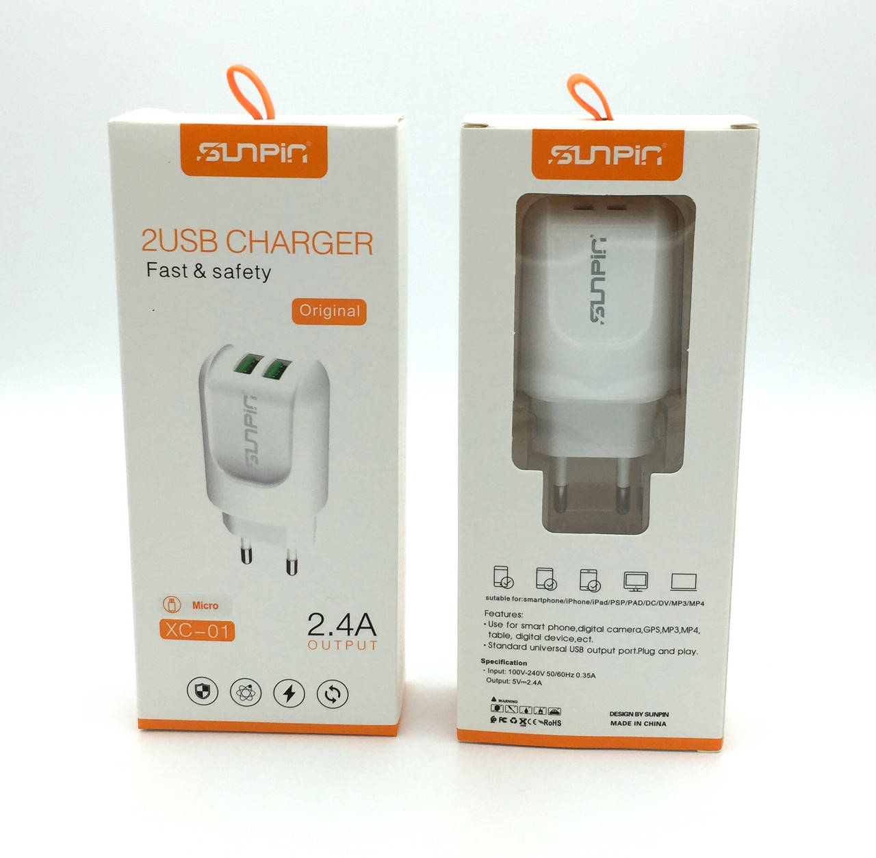 

Адаптер питания / Сетевое зарядное устройство SUNPIN XC-01 с кабелем Micro USB White, Белый