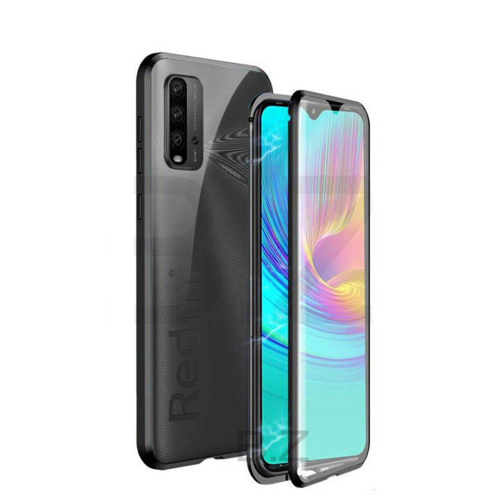 

Магнитный чехол с защитным стеклом для Xiaomi Redmi 9T цвет Черный