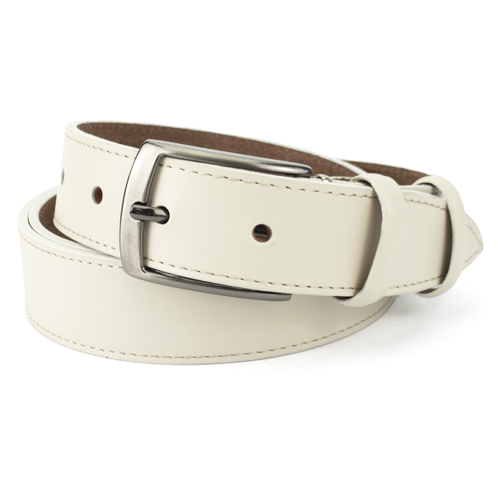 

Ремень кожаный женский с квадратной пряжкой молочный PS-3503 (130 см), Бежевый