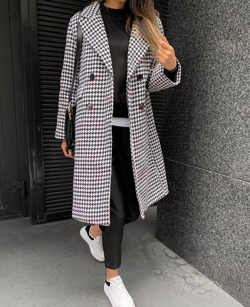 

Пальто женское демисезонное гусиная лапка, Белый