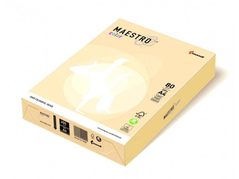 

Бумага цветная Maestro Color А4 160г. м2 (250л) Pastell Vanilla BE66