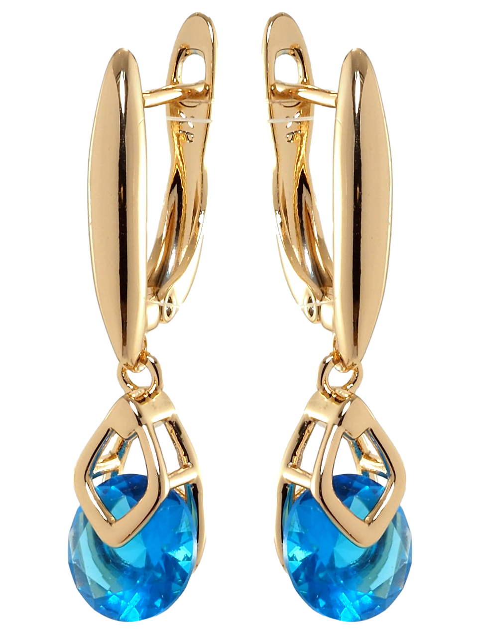 

Серьги Xuping Позолота 18K подвески английский замок "Голубые фианиты"