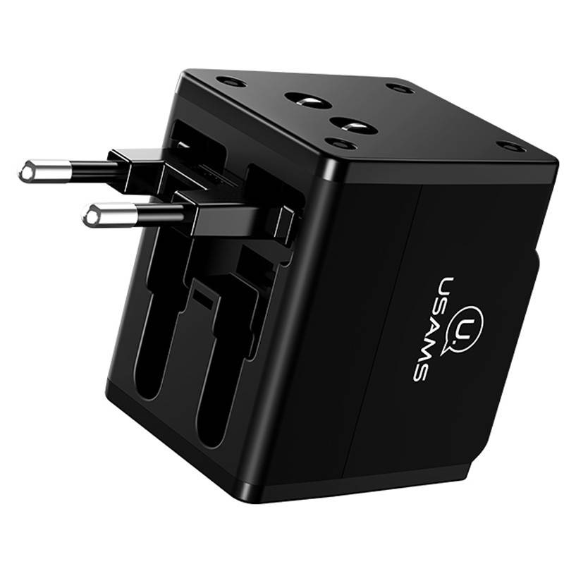 

СЗУ Usams US-CC044 T2 4in1, разъёмы для US/AU/EU/UK, Черный