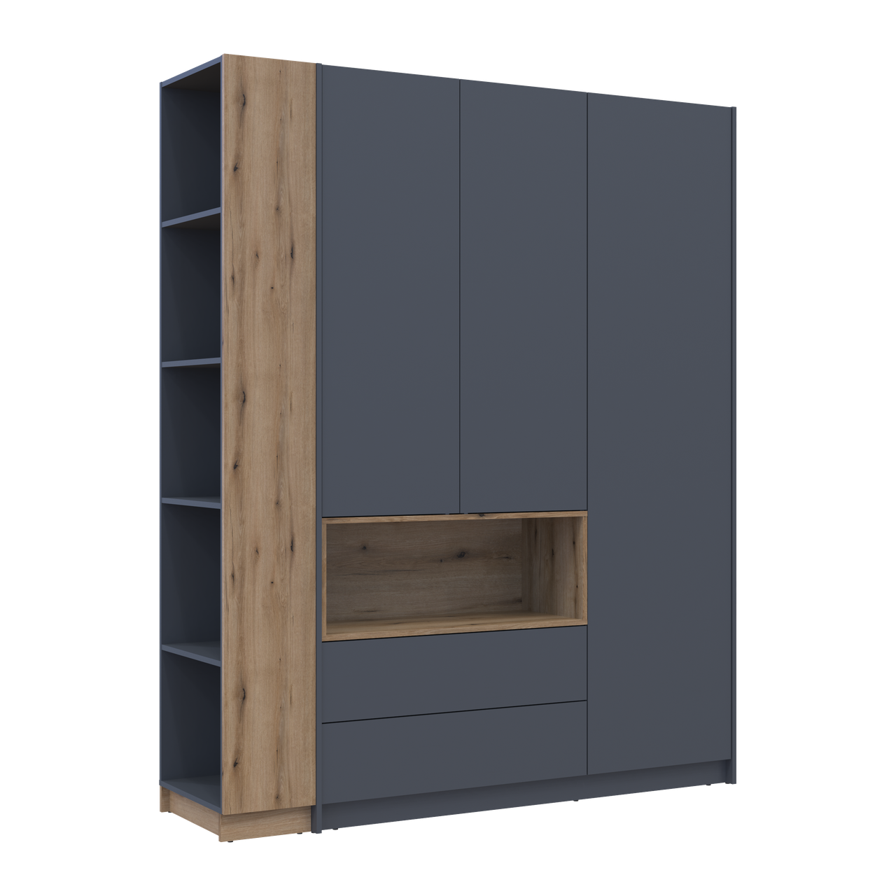 Шафа для одягу з нішею та етажеркою Doros Дейл Графіт/Дуб Евок 3 ДСП 178х52х220 (42005156) 2
