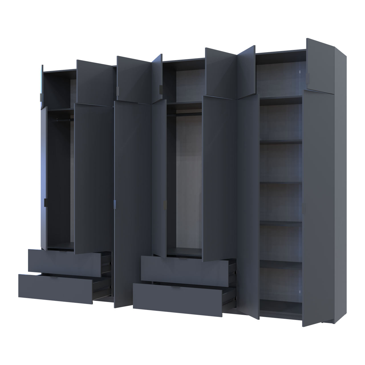 Розпашна Шафа для одягу Doros Лукас Графіт 3+4 ДСП 315х50х240 (42005137) 2