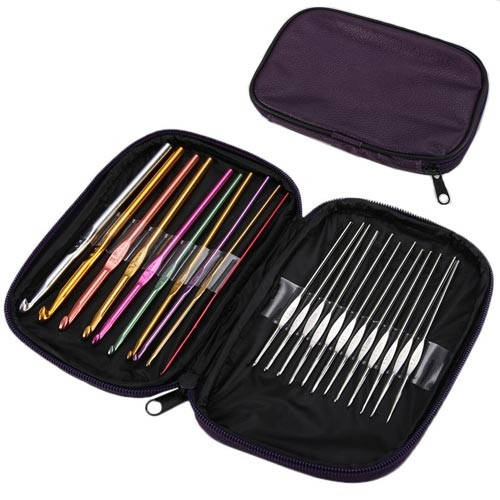 

Набор из 22 алюминиевых крючков для вязания + чехол