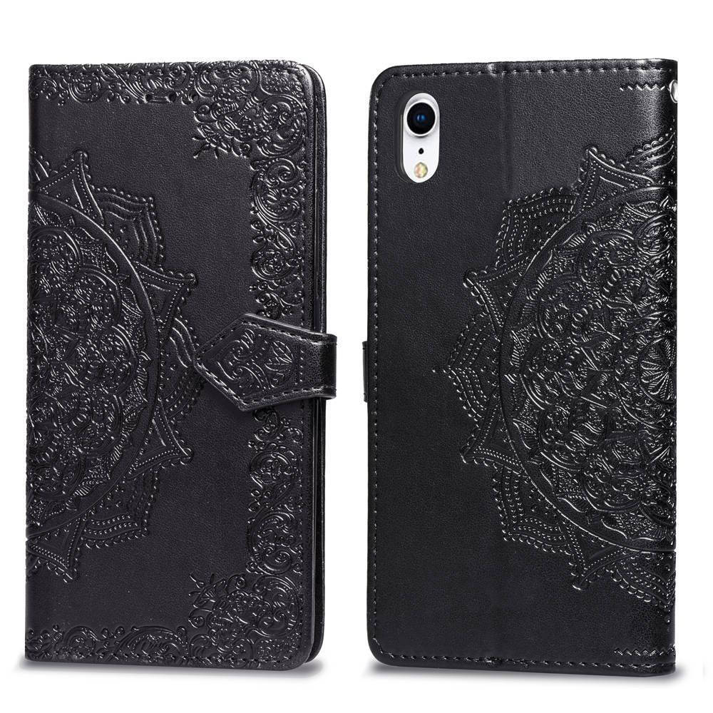 

Чехол Vintage для IPhone XR книжка с узором кожа PU черный