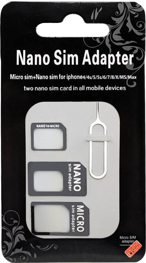 

Адаптеры для сим-карт + Скрепка Набор (4 в 1) Black