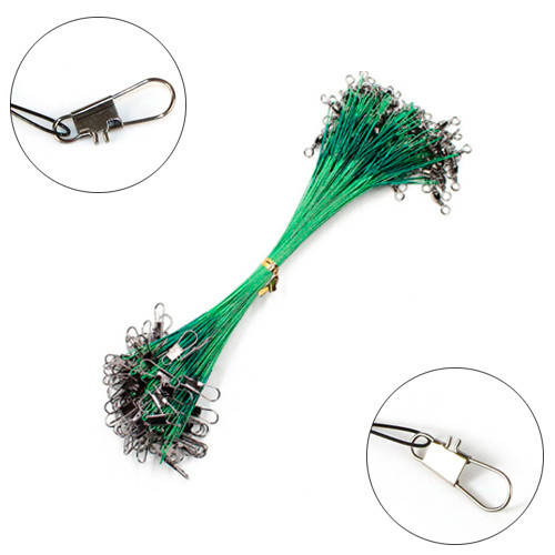 

20шт. Поводок стальной 25см 0.5мм с вертлюжком и застежкой