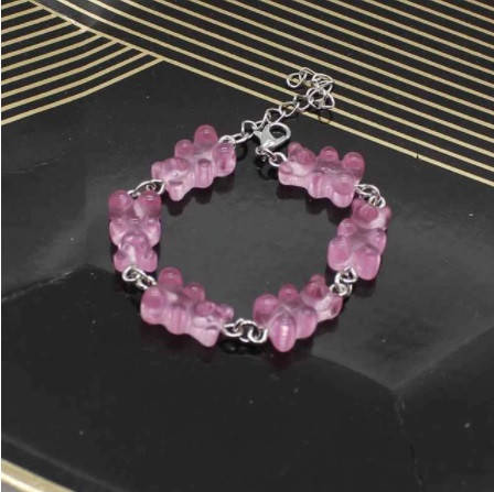 

Браслет с мишками розовый - длина 15-20см, регулируется