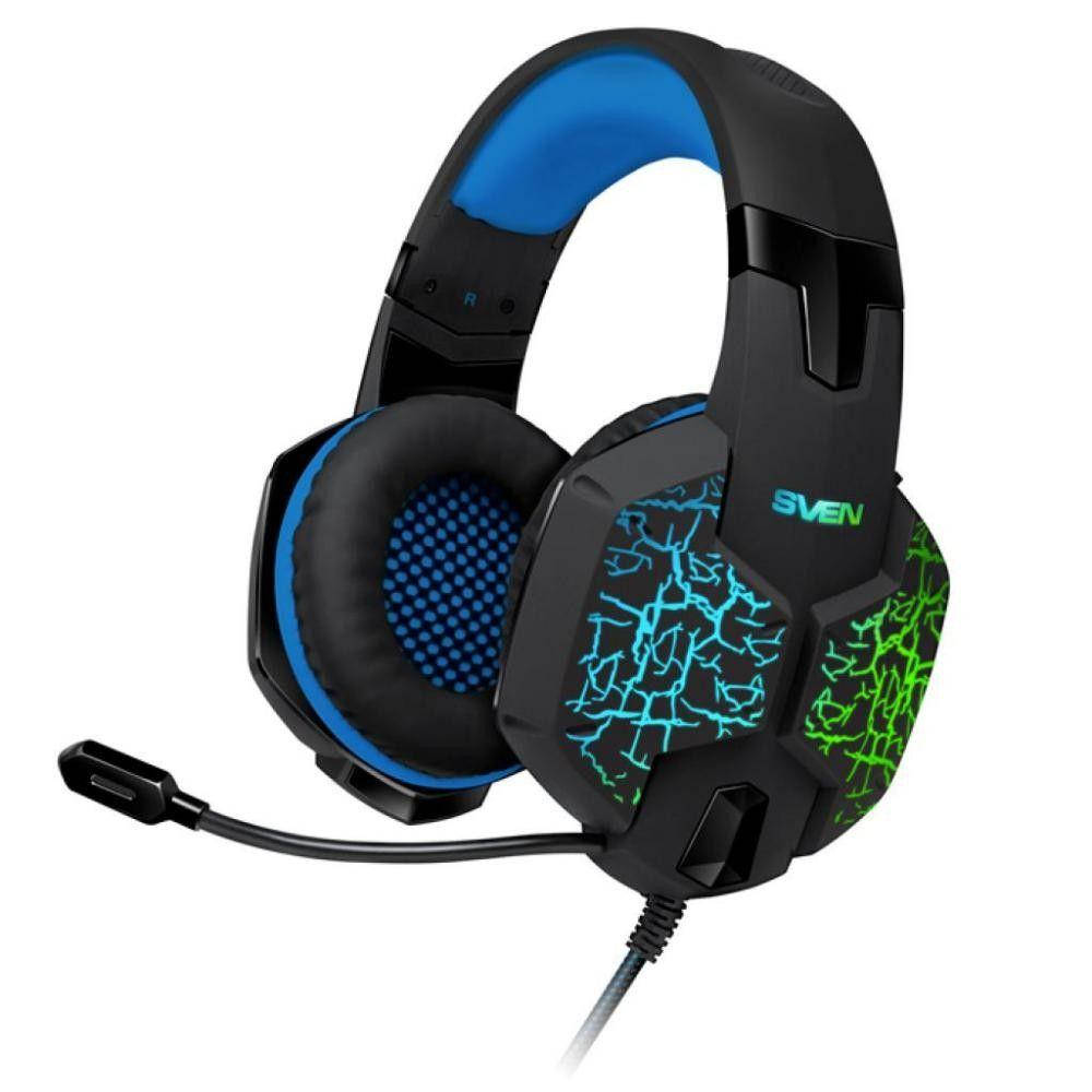 

Наушники Sven AP-U980MV Black-Blue с микрофоном, (кожаные) USB, звук 7.1