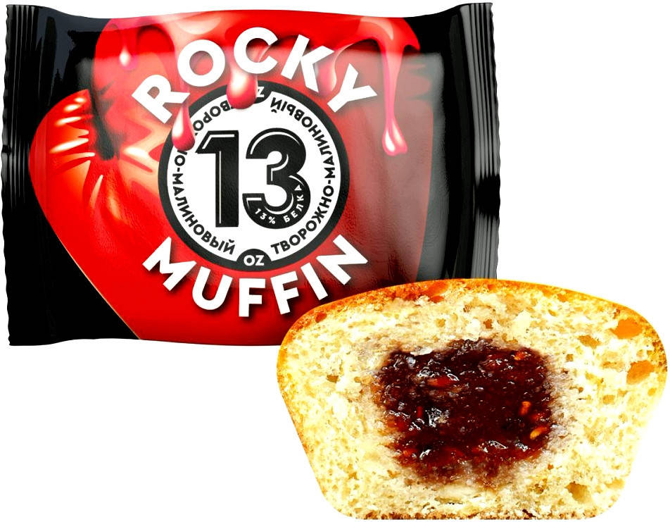 

Протеиновый маффин Mr.Djemius ZERO ROCKY MUFFIN "Творожный с Малиновой Начинкой" (55 грамм)