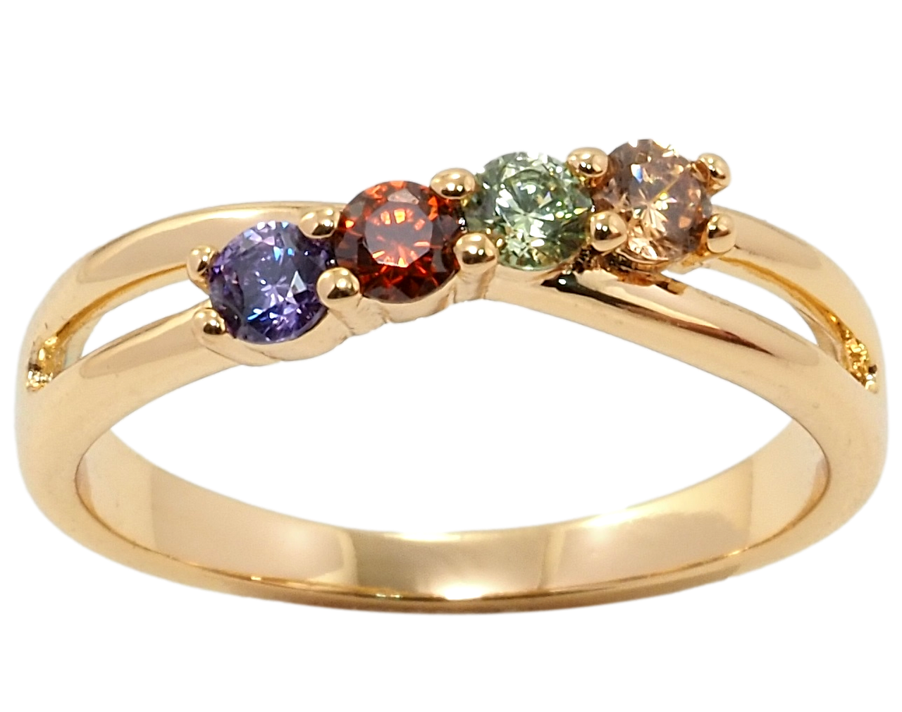 

Кольцо Xuping Позолота 18K "Четыре разноцветных фианита" р.16,17,17.5,18.5