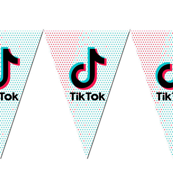 

Бумажная гирлянда из флажков "Tik Tok", длина - 2 м., Польша
