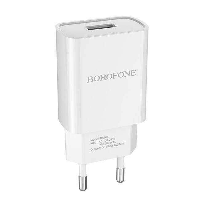 

BOROFONE BA20A 1USB 2.1A white, Белый