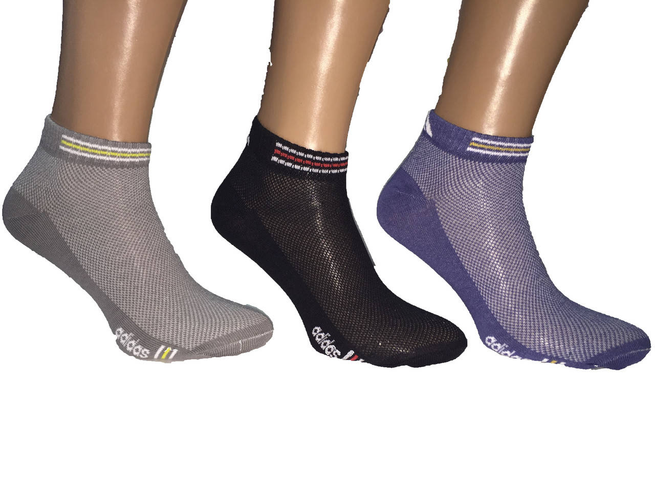 

Носки мужские короткие сетка спорт Adidas пр-во Турция, Разные цвета