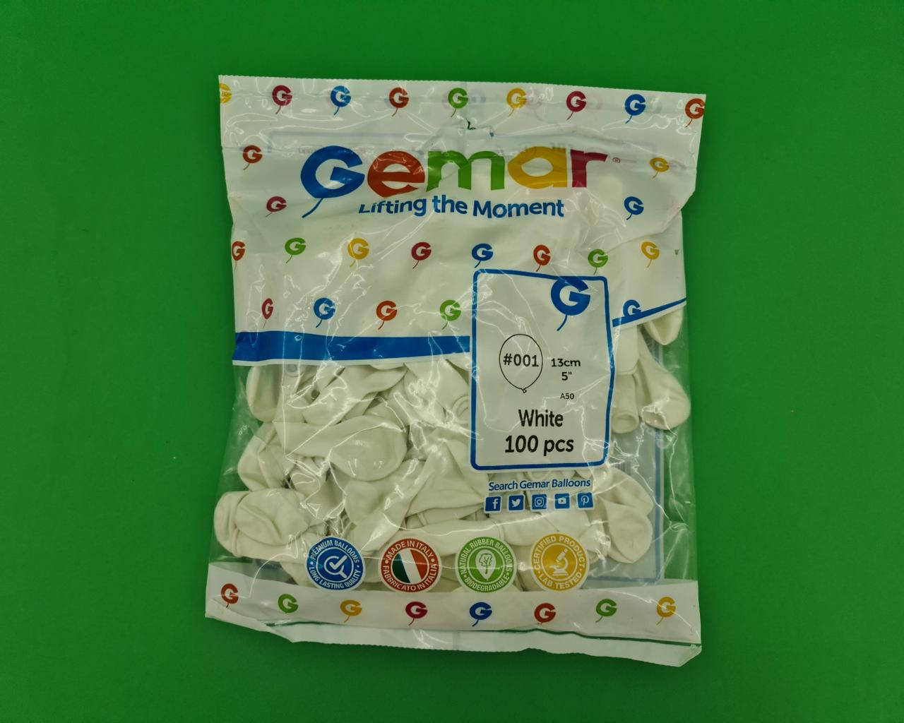 

Воздушные шарики пастель белый 5" (13 см) 100 шт Gemar (1 пачка)