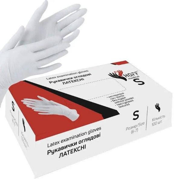 

Перчатки латексные HOFF MEDICAL текстурированные, неопудренные  (100шт/уп, Белый