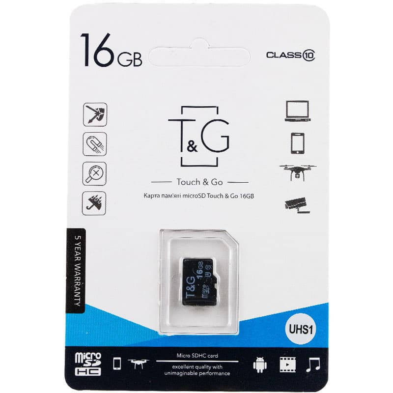 

Карта памяти T&G microSDHC (UHS-1) 16 GB class 10 (без адаптера)
