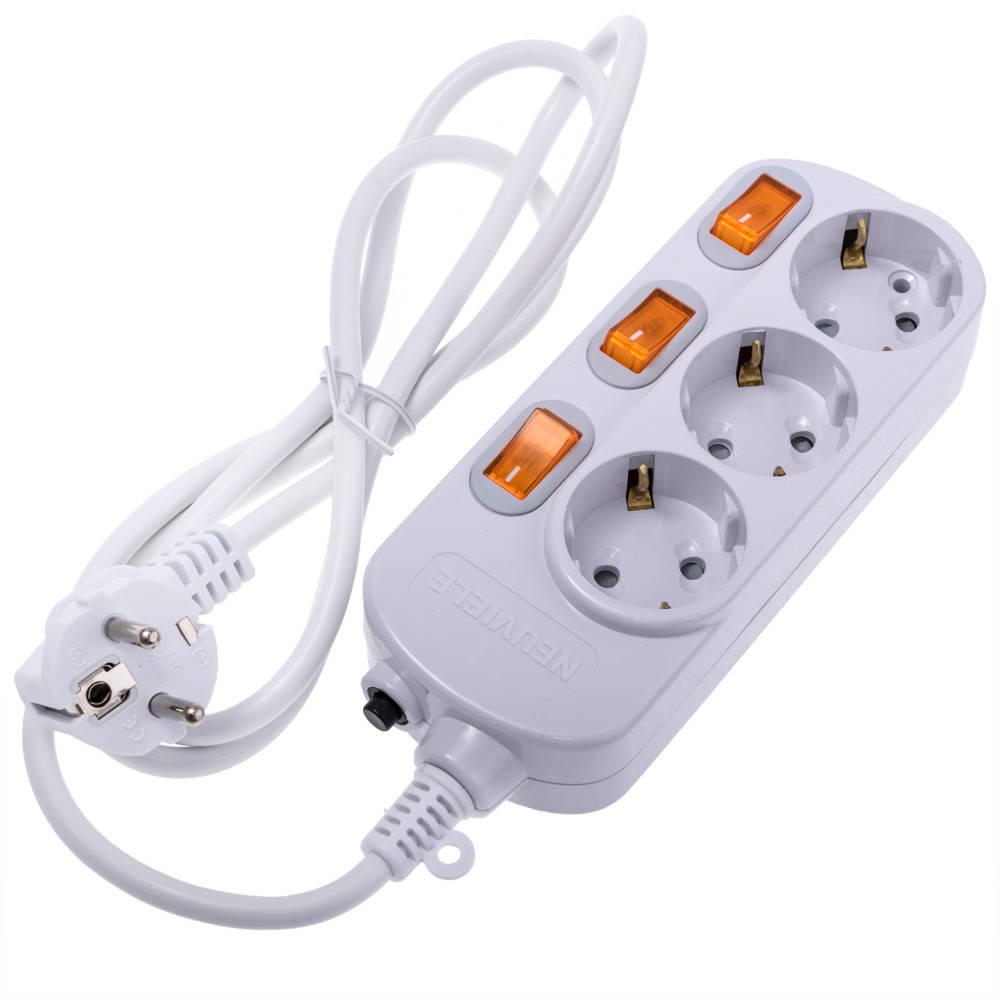 

Сетевой фильтр / удлинитель 1,5м (3x1.0мм2) на 3 розетки с индивидуальными выключателями Newmany