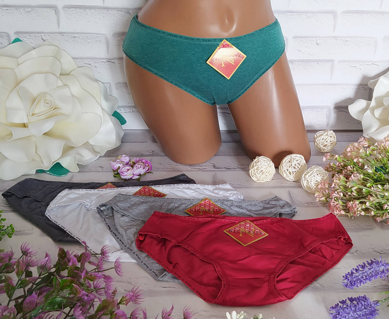 

Трусы женские 2XL- (р. 44-46) хлопок Nicoletta, Разные цвета